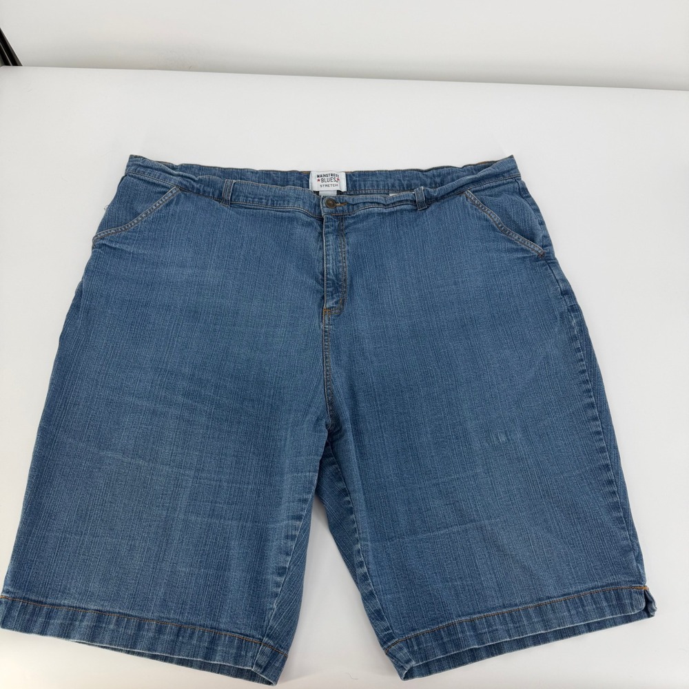 Mainstreet Blues Denim Shorts Women 28W Stretch Bermuda High Rise Modest Minimal